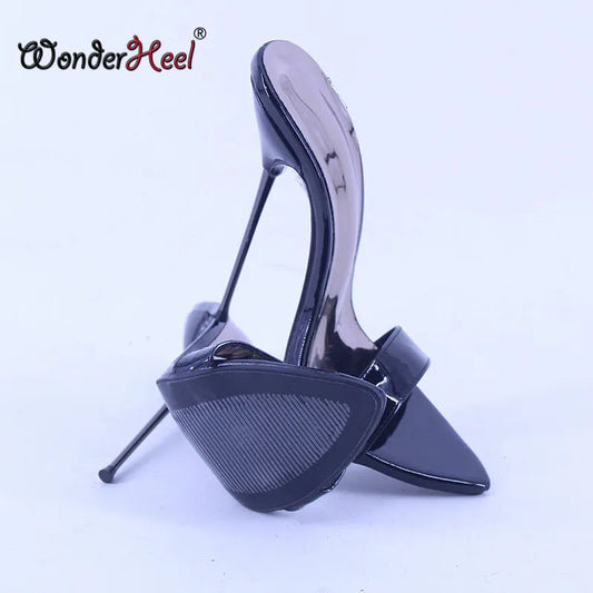 Wonderheel Summer Extreme Ultra Thin Heel 16cm Metal Heel Sexy Pointed Toe Slip On Slim High Heels Sandals In Store