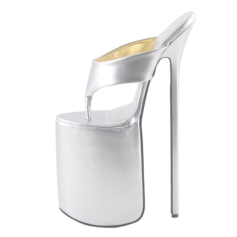 Wonderheel 12" heel extreme high heel 30cm stiletto heel with platform black patent Sexy fetish High Heel slip on sexy sandals