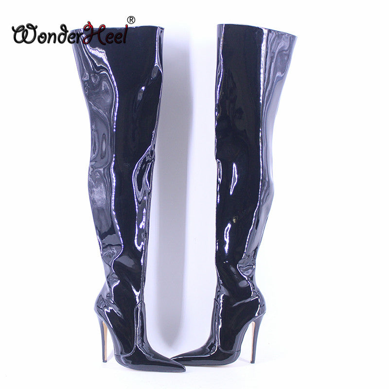 Wonderheel New 13cm Stiletto Heel High Heels Extremely Pointed Toe Leopard Lining Sexy Women Over Knee Boots Dropshipping