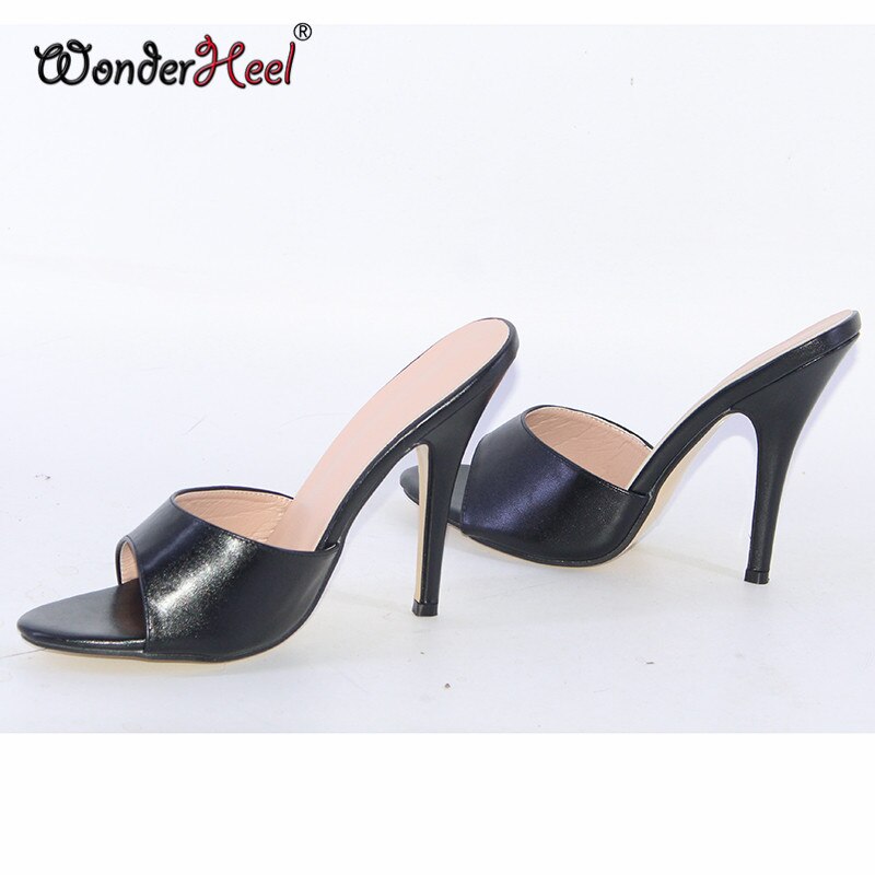 Wonderheel Summer Sexy High Heel 12cm Stiletto Heel Peep Toe Matte Leather Slip on Women Sandals Big Size Drop Shipping