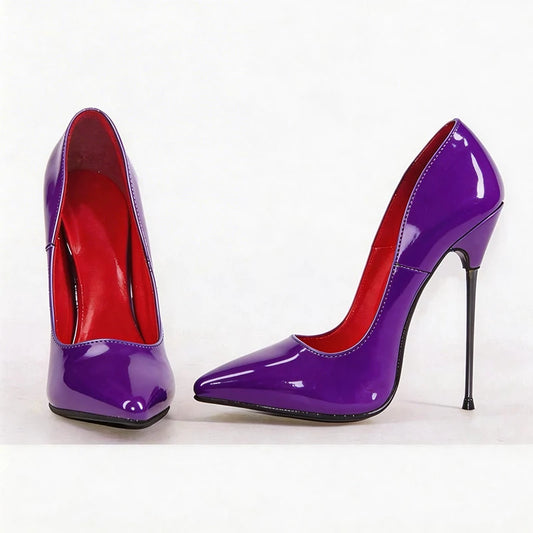 Wonderheel 16cm Ultra thin metal heels Patent Pointed toe Women High heels Super girls Nightclub Slip on Sexy Shoes Big Size