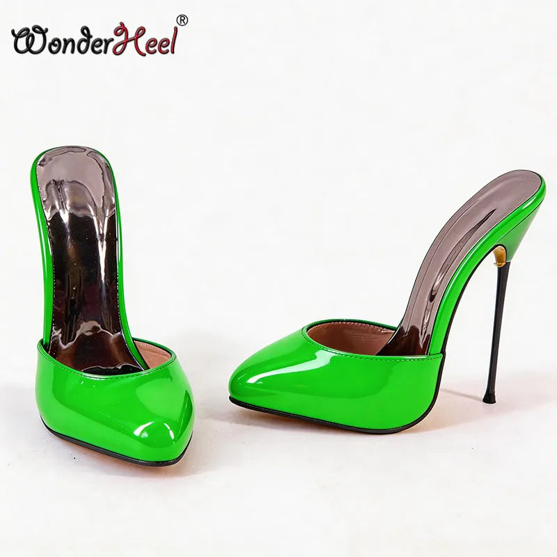 Wonderheel 16cm Ultra thin metal heels Patent Leather Women High heels Nightclub lady Slip on Sexy Shoes US13 Drop shipping