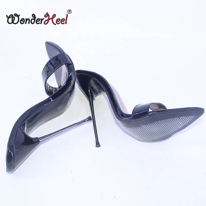 Wonderheel Summer Extreme Ultra Thin Heel 16cm Metal Heel Sexy Pointed Toe Slip On Slim High Heels Sandals In Store