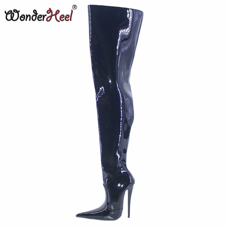 Wonderheel 16cm Stiletto Heel High Heels Extremely Pointed Toe Leopard Lining Sexy Women Over Knee Boots Dropshipping