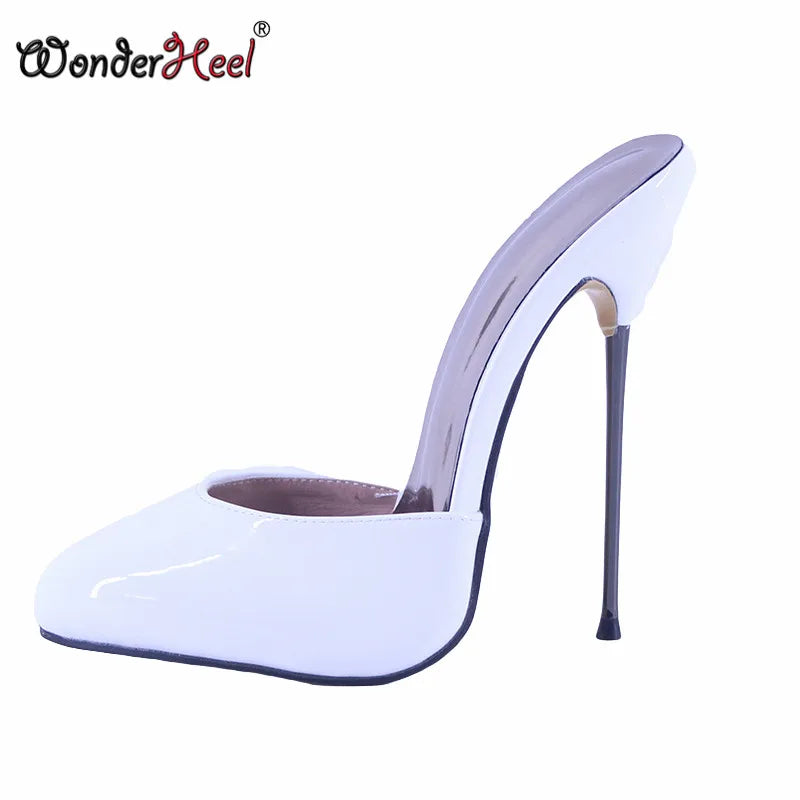 Wonderheel 16cm Ultra thin metal heels Patent Leather Women High heels Nightclub lady Slip on Sexy Shoes US13 Drop shipping