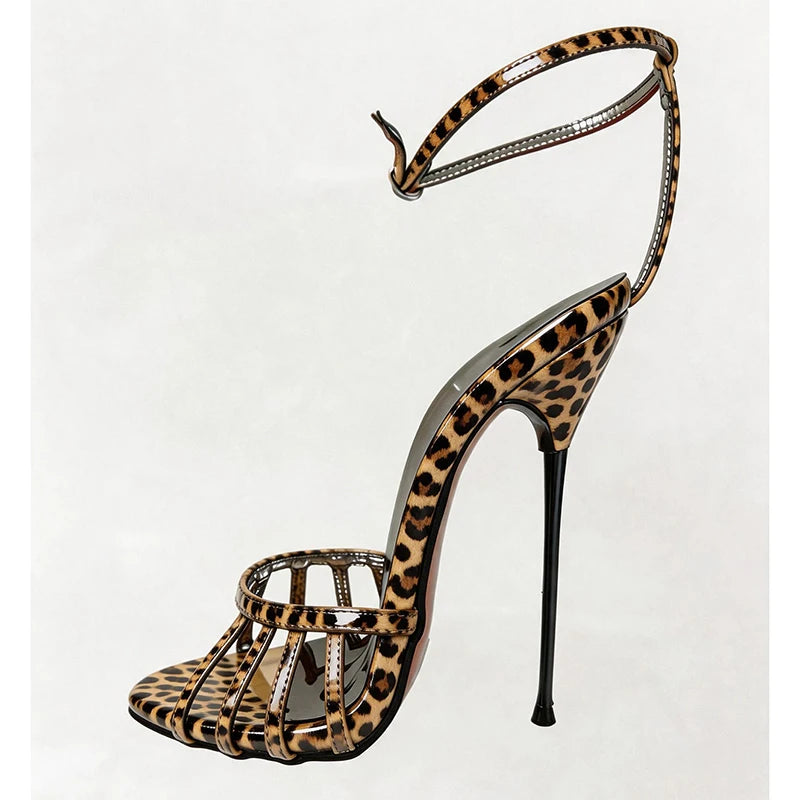 Wonderheel Ultra Thin Stiletto Heel Sandals 16cm Round Toe Ankle Straps High Heels for Women Summer Nightclub Slim Fit