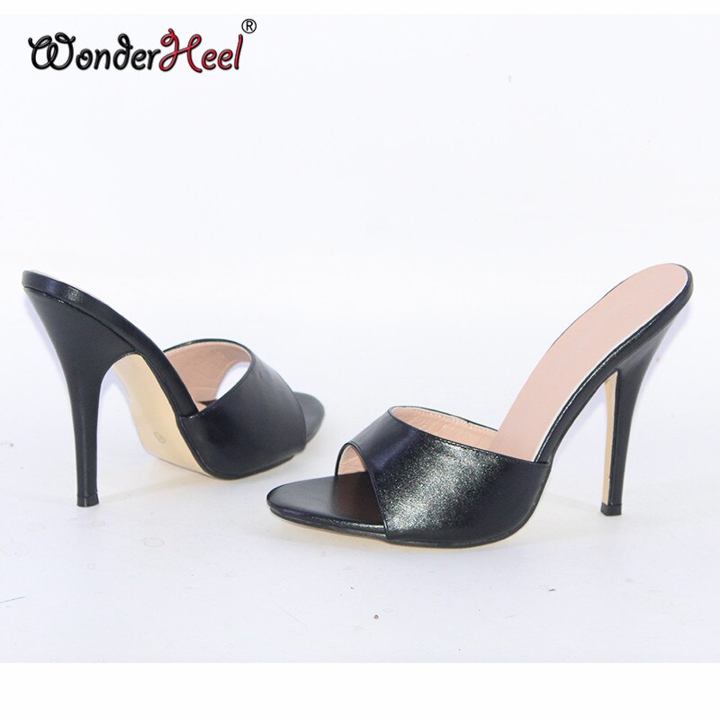 Wonderheel Summer Sexy High Heel 12cm Stiletto Heel Peep Toe Matte Leather Slip on Women Sandals Big Size Drop Shipping