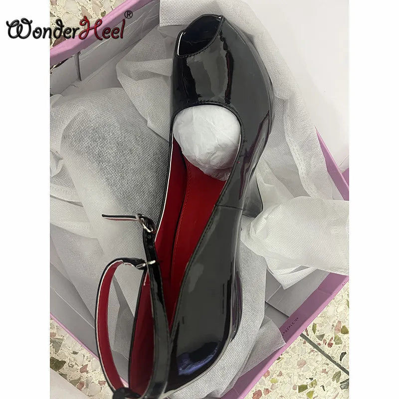 Wonderheel Summer Wedge heels 14cm with 4cm Platform Sexy Lady Ankle Straps Peep Toe Nightclub High Heels Pumps Dropshipping