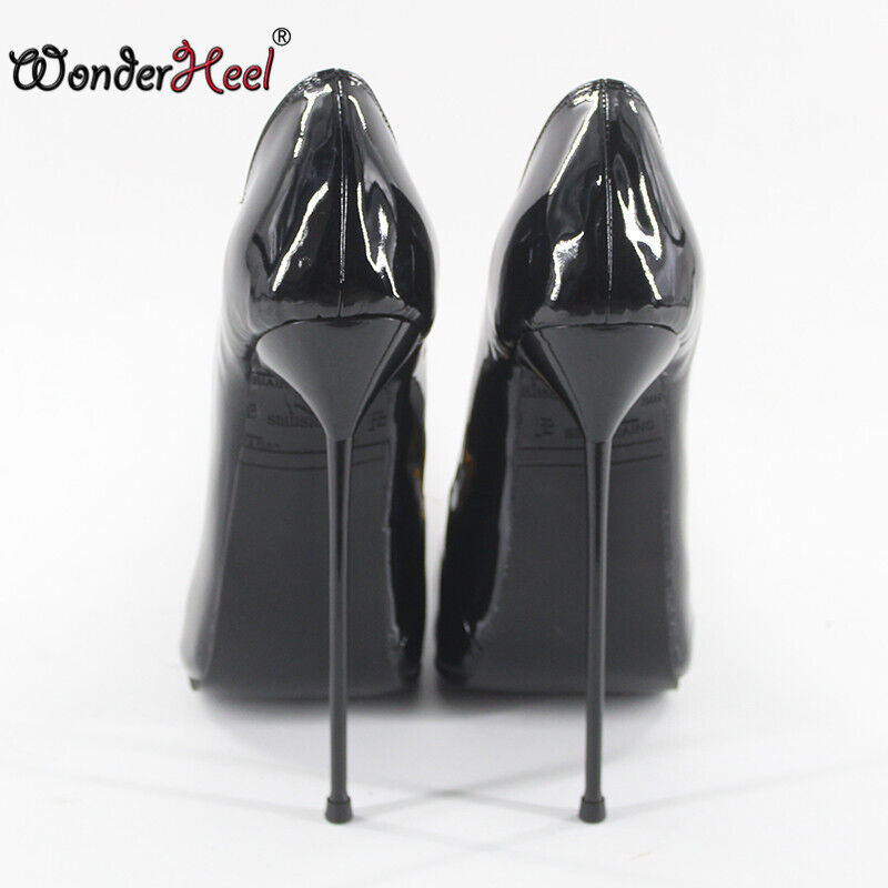 Wonderheel 16cm Extreme Thin Metal Heel Patent Sexy Fetish Extremely Long Pointed Toe Box Nightclub Women Pumps