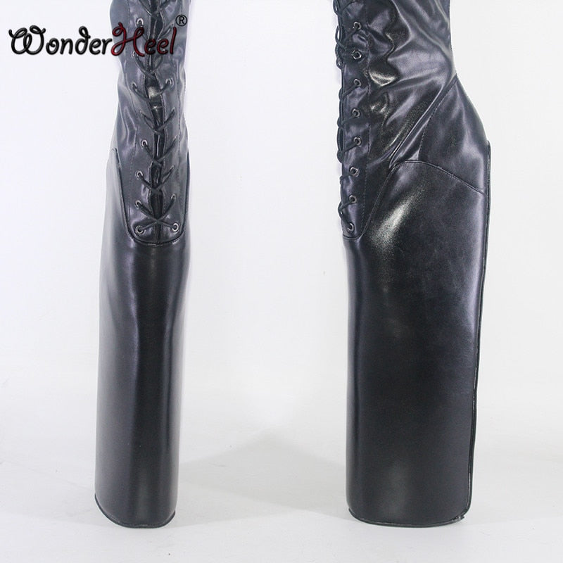 Wonderheel New Platform High Heel 40cm Wedges Heels Fetish Over Knee Boots Super Girl Nightclub Sexy Lacing Crotch Boots