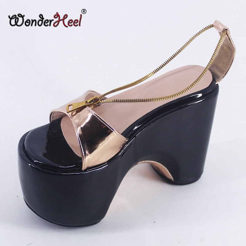 Wonderheel 2021 New Style Summer 12cm Chunky Heels with 10cm Platform Japanese Fashion Women Sandals Big Size Dropshipping