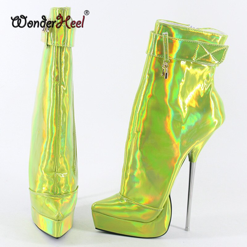 Wonderheel 2020 New Style 8" Stiletto Heel Laser Crystal Sexy Fetish Platform Ankle Ballet Boots Nightclub Women Ballet Shoes