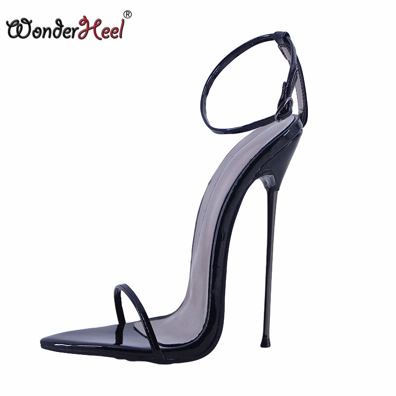 Wonderheel Summer Extreme Ultra Thin Heel 16cm Stiletto Heel Sexy Pointed Toe Ankle Straps Nightclub Slim High Heels Sandals