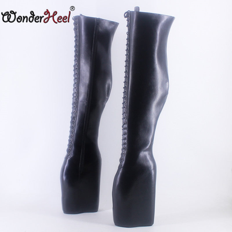 Wonderheel 2021 high heel 23cm wedges heel platform Over Knee fetish Matte leather Nightclub Cosplay fashion Thigh High Boots