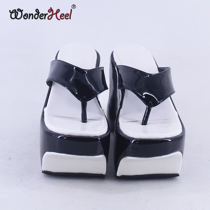 Wonderheel 2021 Summer 12cm Increasing Height Heels with 10cm Platform Japanese Fashion Women Flip Flops Big Size Dropshipping