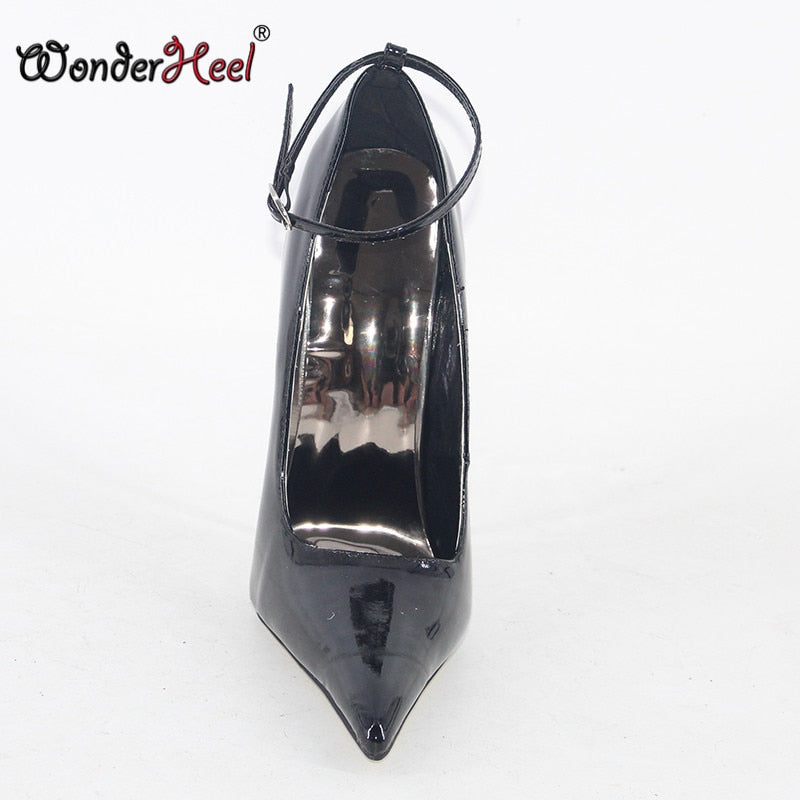 Wonderheel 2021 New 18cm Stiletto heel Ultra Long Pointed Toe Sexy Fetish Ankle Straps Women Fashion High Heels Pumps Big Size