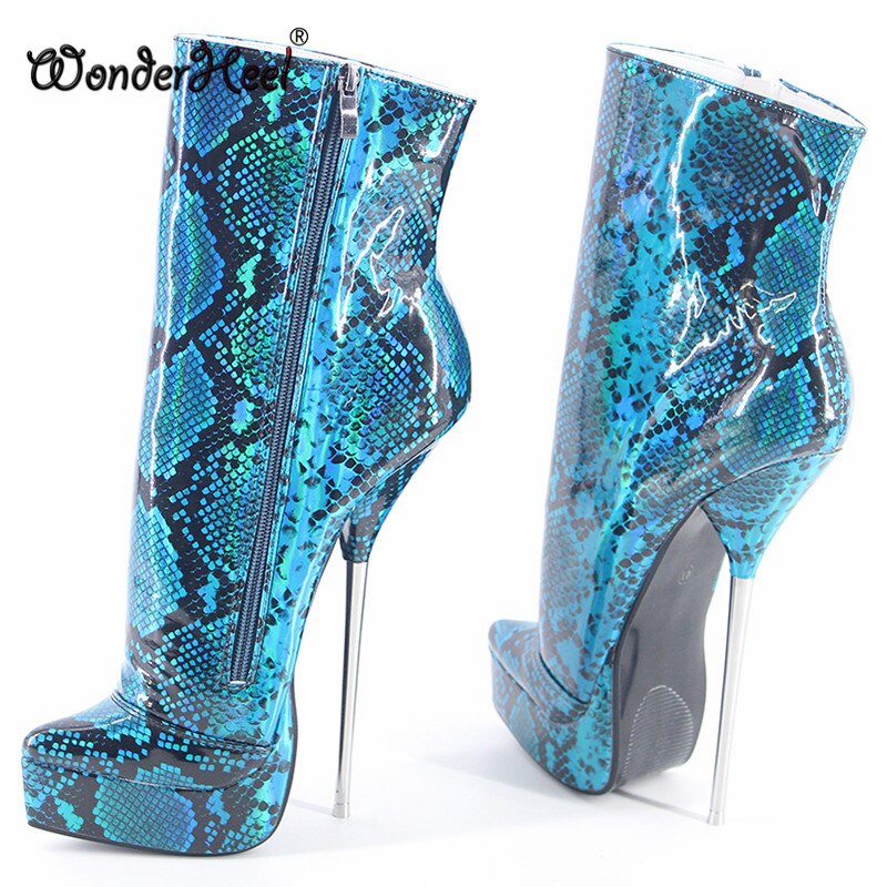 Wonderheel 2020 New 20-23cm Stiletto Heel Laser Crystal Sexy Fetish Platform Ankle Ballet Boots Nightclub Women Ballet Shoes