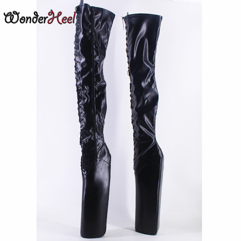 Wonderheel New Platform High Heel 40cm Wedges Heels Fetish Over Knee Boots Super Girl Nightclub Sexy Lacing Crotch Boots