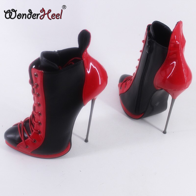 Wonderheel New 16cm stiletto heel Platform super high heel sexy Fetish ultra thin metal heel Fashion Style Nightclub ankle boots