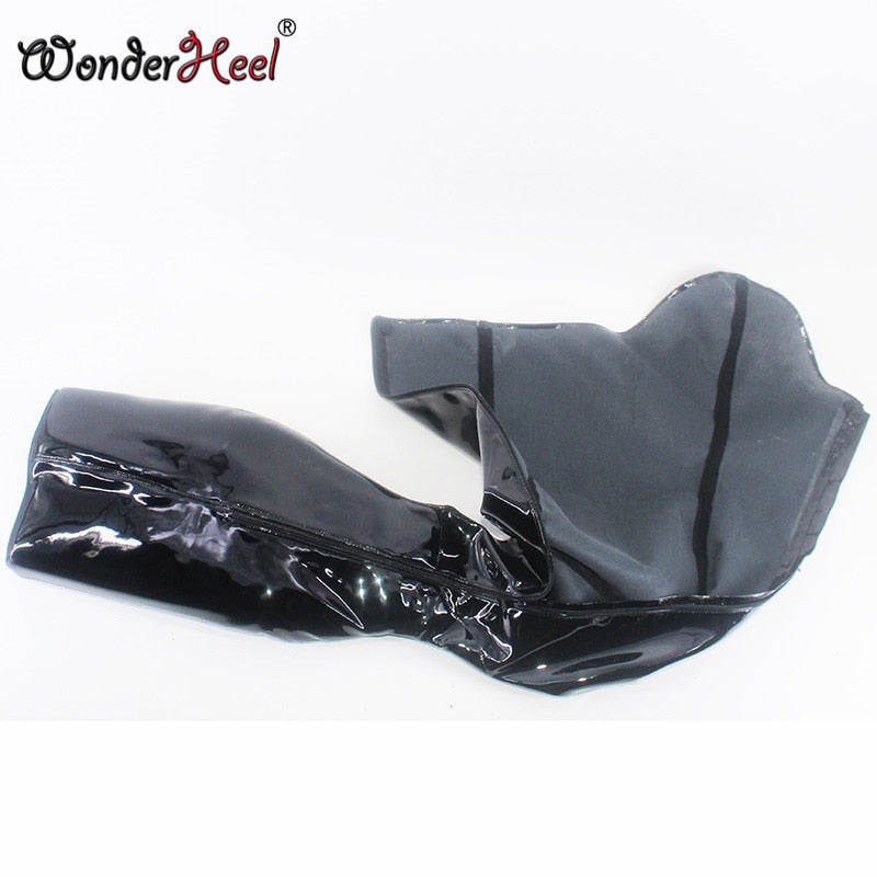 Wonderheel 2021 high heel 23cm wedges heel platform Over Knee Fetish Patent leather Nightclub Super Girl Fashion Crotch Boots