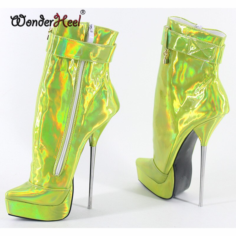 Wonderheel 2020 New Style 8" Stiletto Heel Laser Crystal Sexy Fetish Platform Ankle Ballet Boots Nightclub Women Ballet Shoes