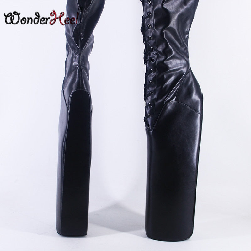 Wonderheel New Platform High Heel 40cm Wedges Heels Fetish Over Knee Boots Super Girl Nightclub Sexy Lacing Crotch Boots