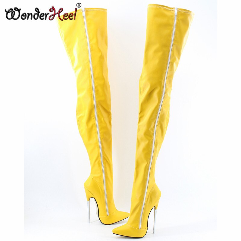 Wonderheel New Extreme High Heel Appr.18cm Stiletto Heel Pointed Toe Sexy Matte Leather Over Knee Boots Sexy Fetish Crotch Boots