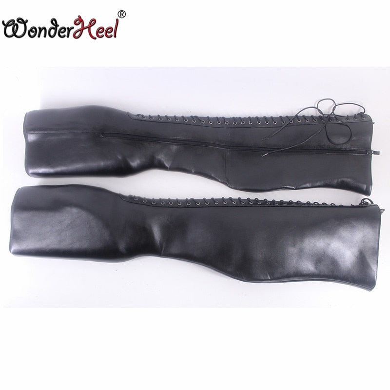 Wonderheel 2021 high heel 23cm wedges heel platform Over Knee fetish Matte leather Nightclub Cosplay fashion Thigh High Boots