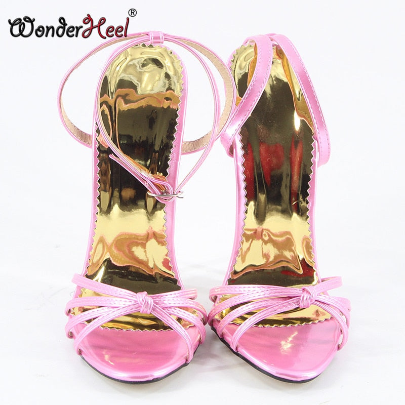 Wonderheel Summer Extreme High Heel 16cm Thin Heel  Sexy High Heel Ankle Strap Patent Leather Fashion Show Hot Women Sandals