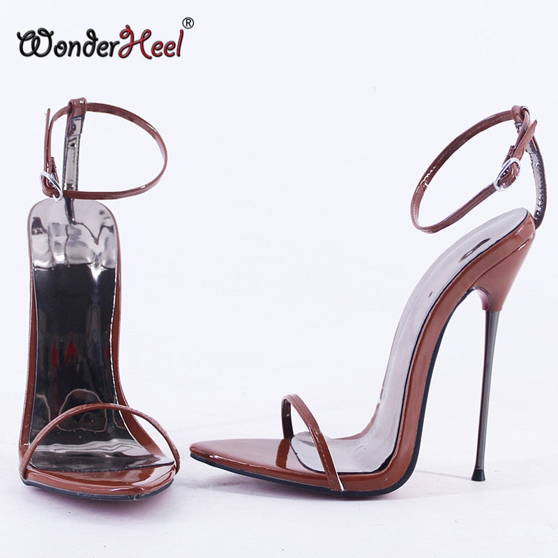 Wonderheel Summer Extreme Ultra Thin Heel 16cm Stiletto Heel Sexy Pointed Toe Ankle Straps Nightclub Slim High Heels Sandals