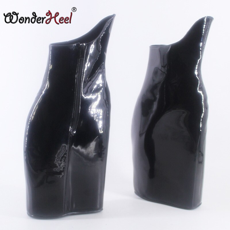 Wonderheel 2021 New Style high heel 23cm wedges heel platform sexy fetish Patent leather Super Girl fashion show ankle boots