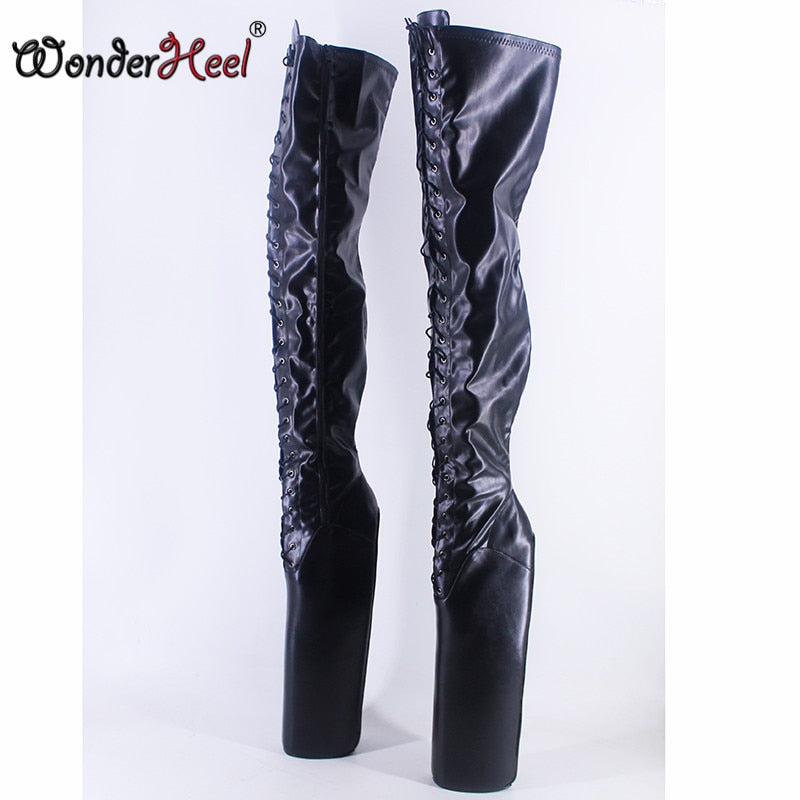 Wonderheel New Platform High Heel 40cm Wedges Heels Fetish Over Knee Boots Super Girl Nightclub Sexy Lacing Crotch Boots