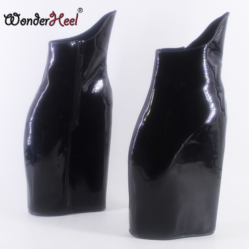 Wonderheel 2021 New Style high heel 23cm wedges heel platform sexy fetish Patent leather Super Girl fashion show ankle boots