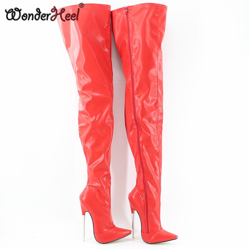 Wonderheel New Extreme High Heel Appr.18cm Stiletto Heel Pointed Toe Sexy Matte Leather Over Knee Boots Sexy Fetish Crotch Boots