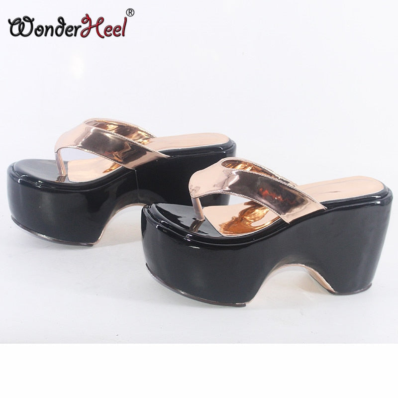 Wonderheel 2021 New Style Summer 12cm Chunky Heels with 10cm Platform Japanese Fashion Women Flip flops Big Size Dropshipping