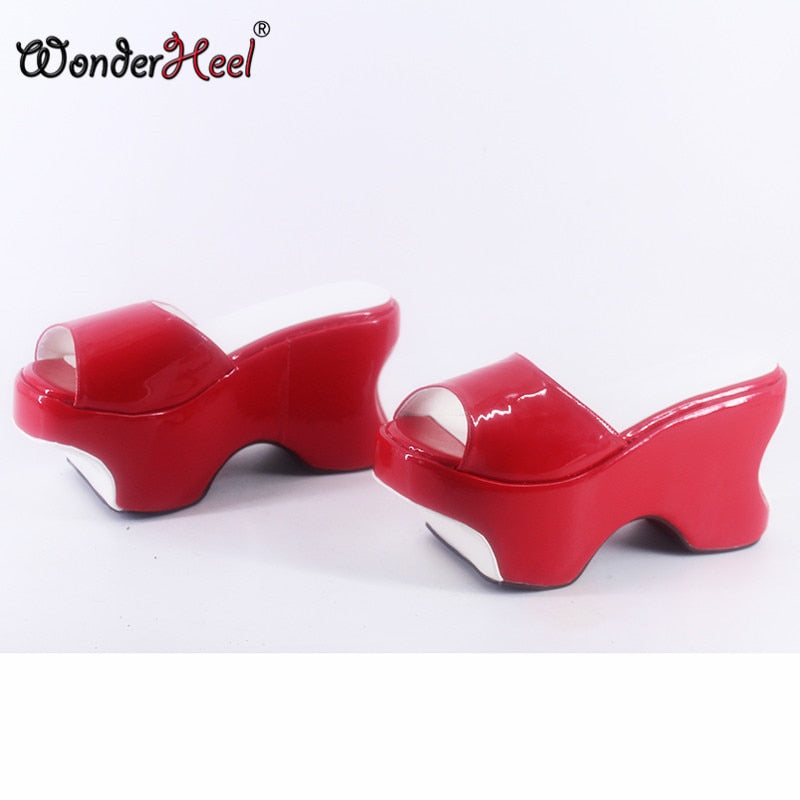 Wonderheel 2021 New  Summer 12cm Height increasing Heels Platform Japanese Modern Women Sandals Slip On Big Size Dropshipping