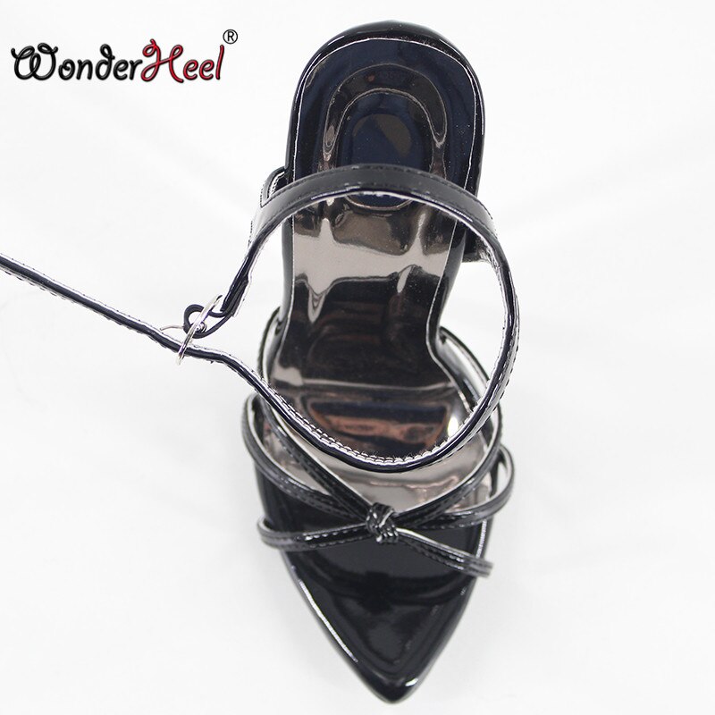 Wonderheel summer extreme high heel 18cm thin heel pointed toe Sexy fetish High Heel Ankle straps Women Sandals