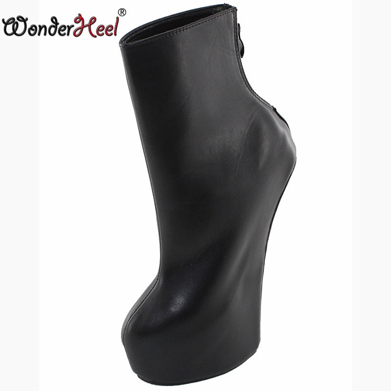 Wonderheel  IN STORE 20cm Hoof Heels Black Matte Sexy Fetish Heelless Horseshoes Ponying Platform Fashion Boots Dropshipping