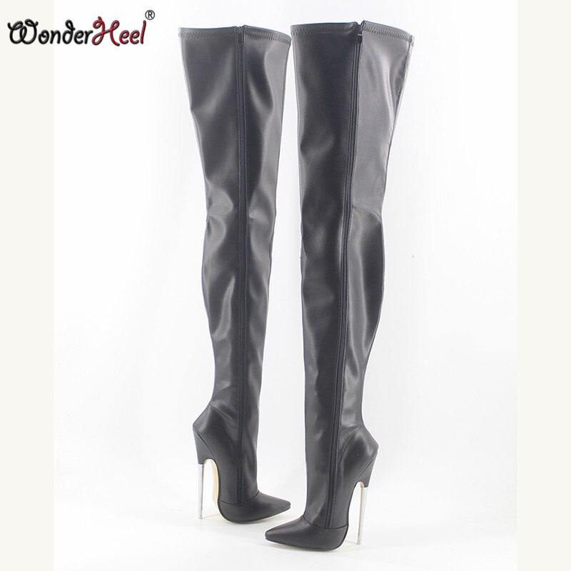 Wonderheel New Extreme High Heel Appr.18cm Stiletto Heel Pointed Toe Sexy Matte Leather Over Knee Boots Sexy Fetish Crotch Boots