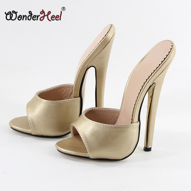 Wonderheel summer Extreme high heel 18cm stiletto heel Sexy fetish High Heel peep toe matte leather slip on women sandals