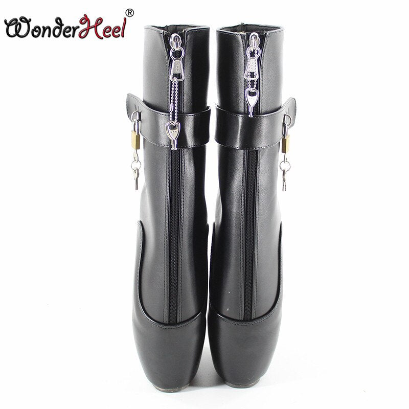 Wonderheel New Ballet Boots 7 Wedges Heel Locked Zipper Matte Sexy F 5774