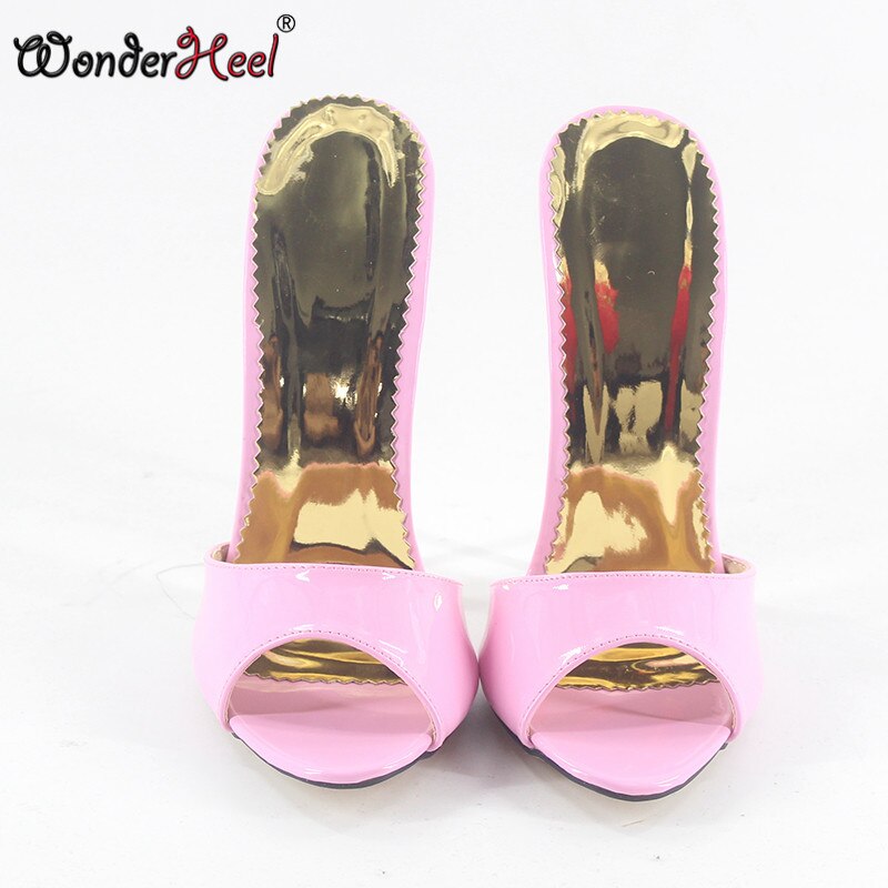 Wonderheel super high heel appr. 16cm stiletto heel pink patent Sexy High Heel sandals slip on fashion party WOMEN SANDALS