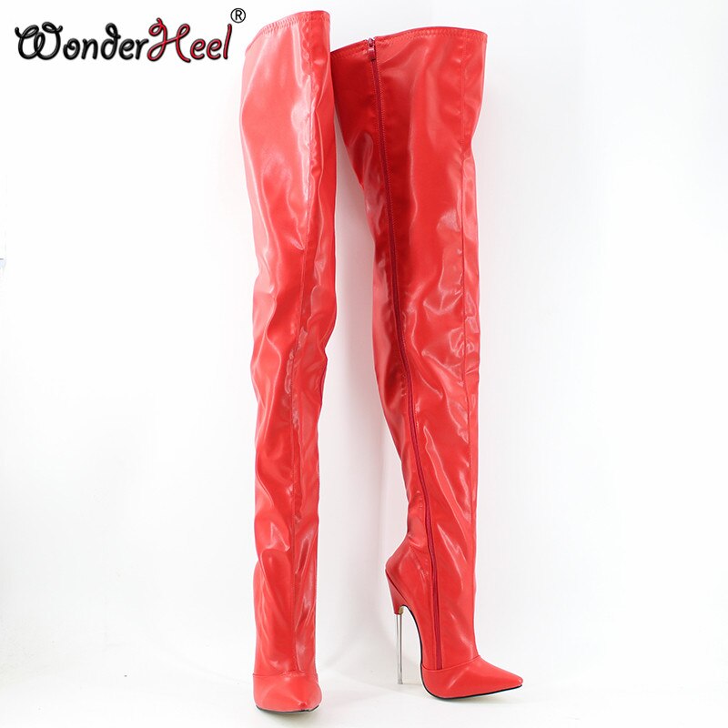 Wonderheel New Extreme High Heel Appr.18cm Stiletto Heel Pointed Toe Sexy Matte Leather Over Knee Boots Sexy Fetish Crotch Boots