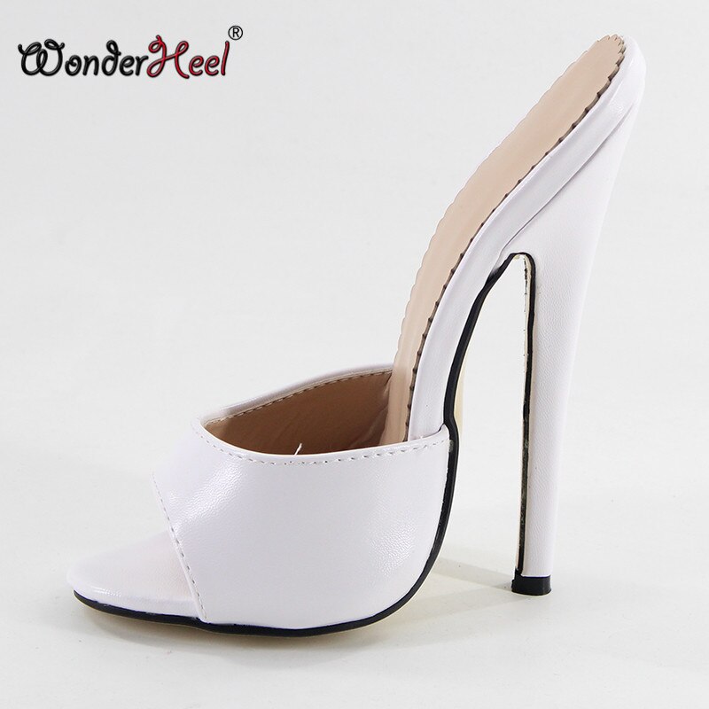 Wonderheel summer Extreme high heel 18cm stiletto heel Sexy fetish High Heel peep toe matte leather slip on women sandals