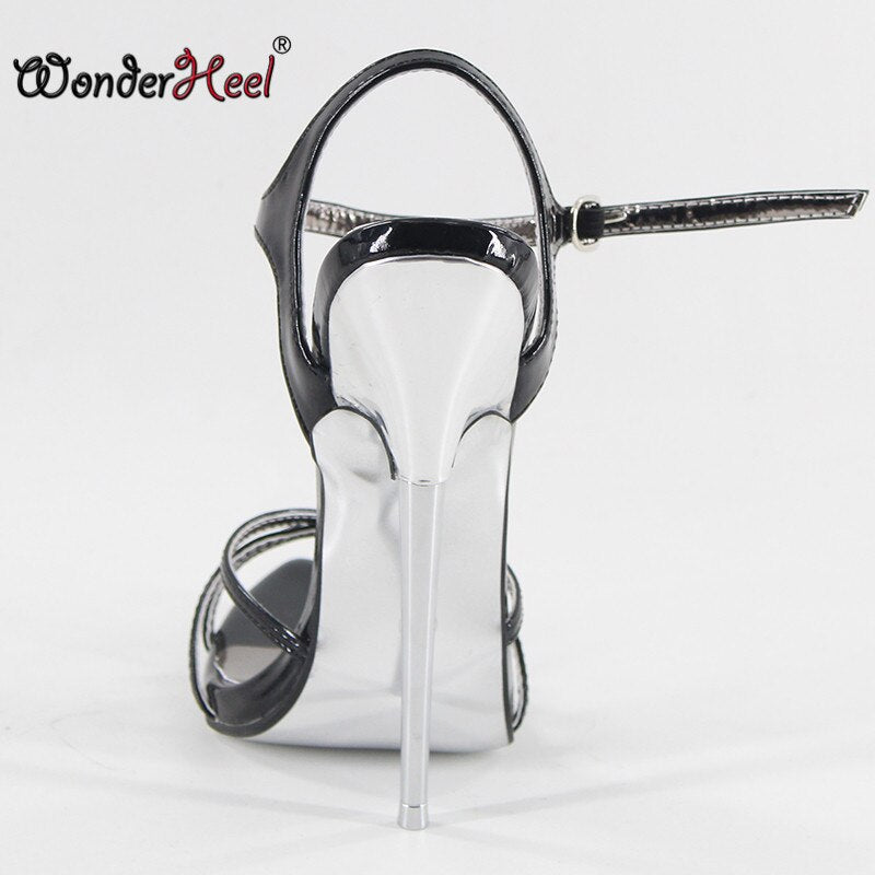 Wonderheel summer extreme high heel 18cm thin heel pointed toe Sexy fetish High Heel Ankle straps Women Sandals