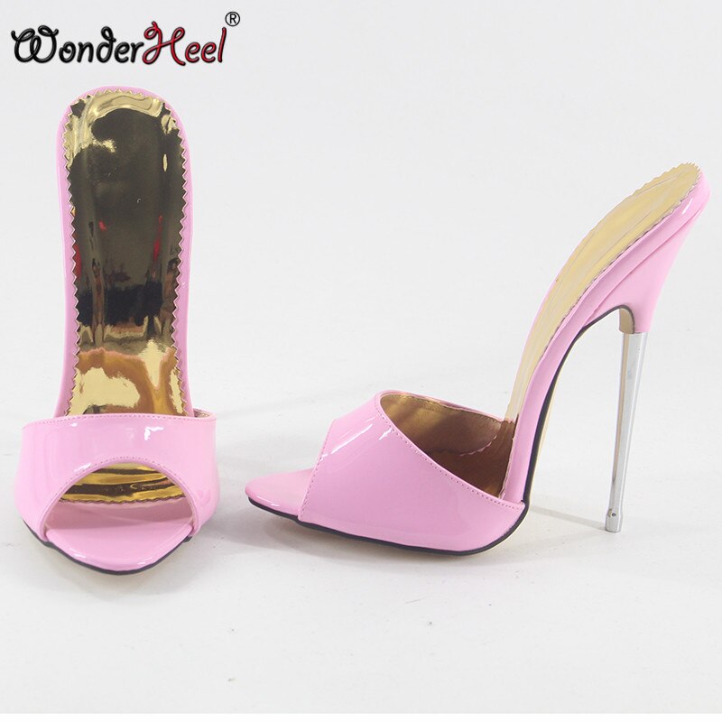 Wonderheel super high heel appr. 16cm stiletto heel pink patent Sexy High Heel sandals slip on fashion party WOMEN SANDALS