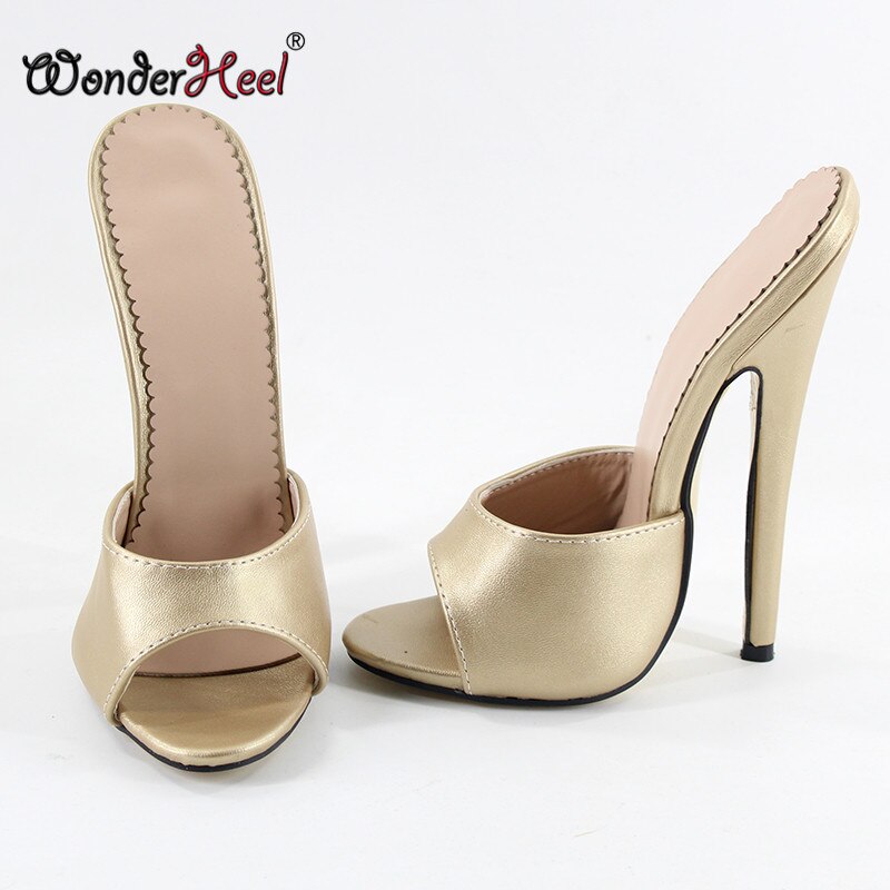 Wonderheel summer Extreme high heel 18cm stiletto heel Sexy fetish High Heel peep toe matte leather slip on women sandals