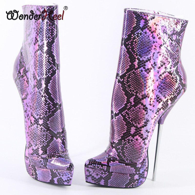 Wonderheel 2020 New 20-23cm Stiletto Heel Laser Crystal Sexy Fetish Platform Ankle Ballet Boots Nightclub Women Ballet Shoes