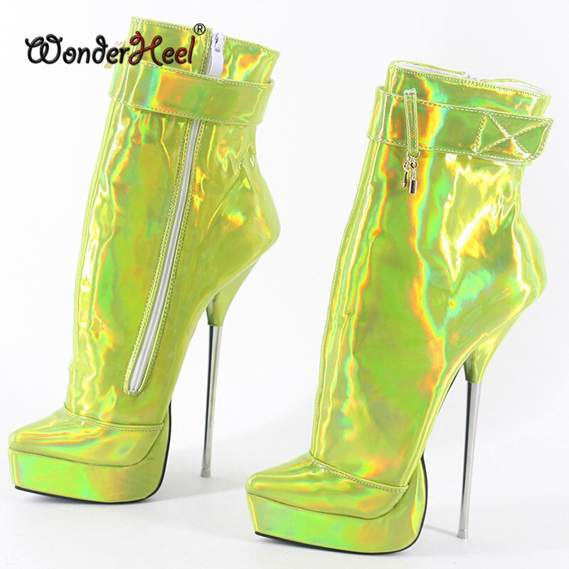 Wonderheel 2020 New Style 8" Stiletto Heel Laser Crystal Sexy Fetish Platform Ankle Ballet Boots Nightclub Women Ballet Shoes