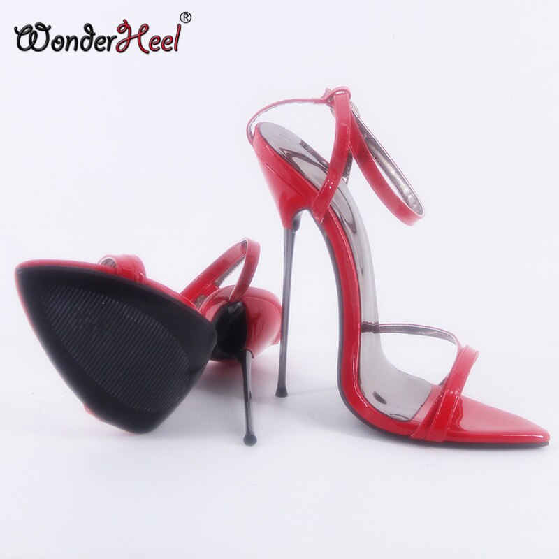 Wonderheel 2021 Summer Extreme Ultra Thin Heel 16cm Stiletto Heel Sexy Fetish Pointed Toe Ankle Straps High Heel  Sandals